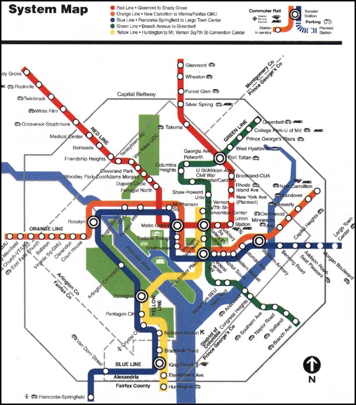 u Washingtonu vlak podzemne željeznice DC karti