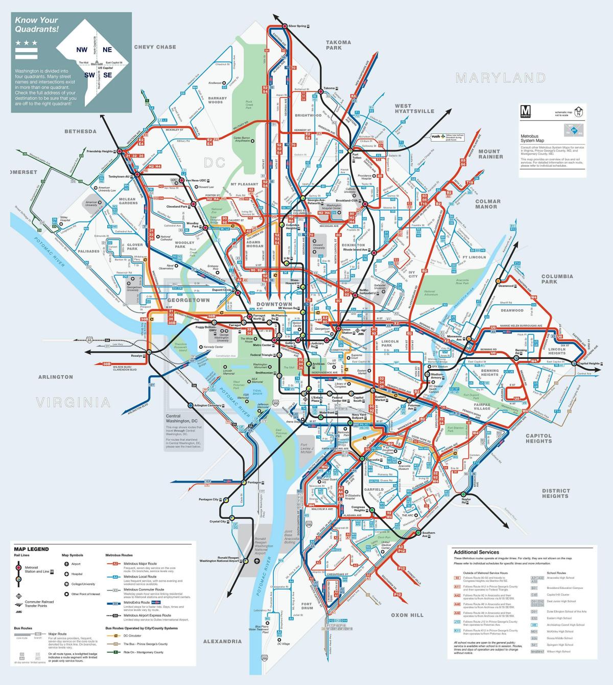 Washington autobusnih linija DC kartu
