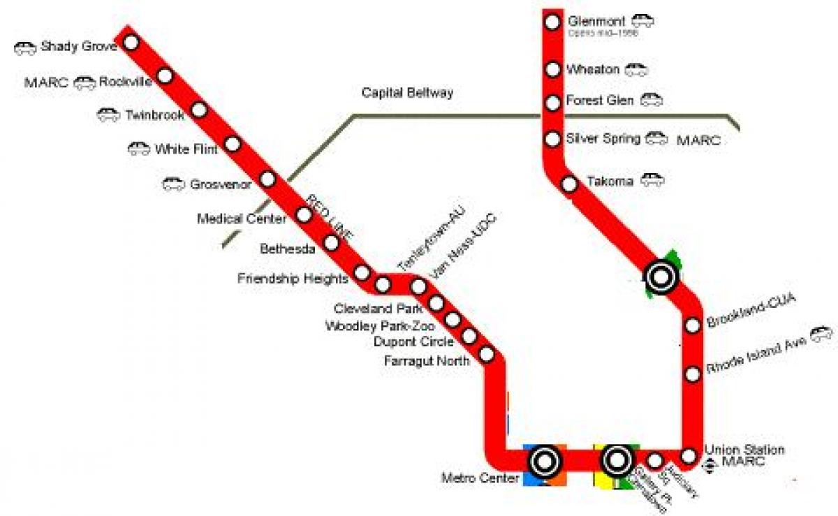 Washington DC metro crvena linija karti
