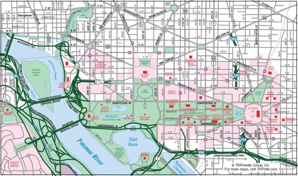 Washington karta u centru grada