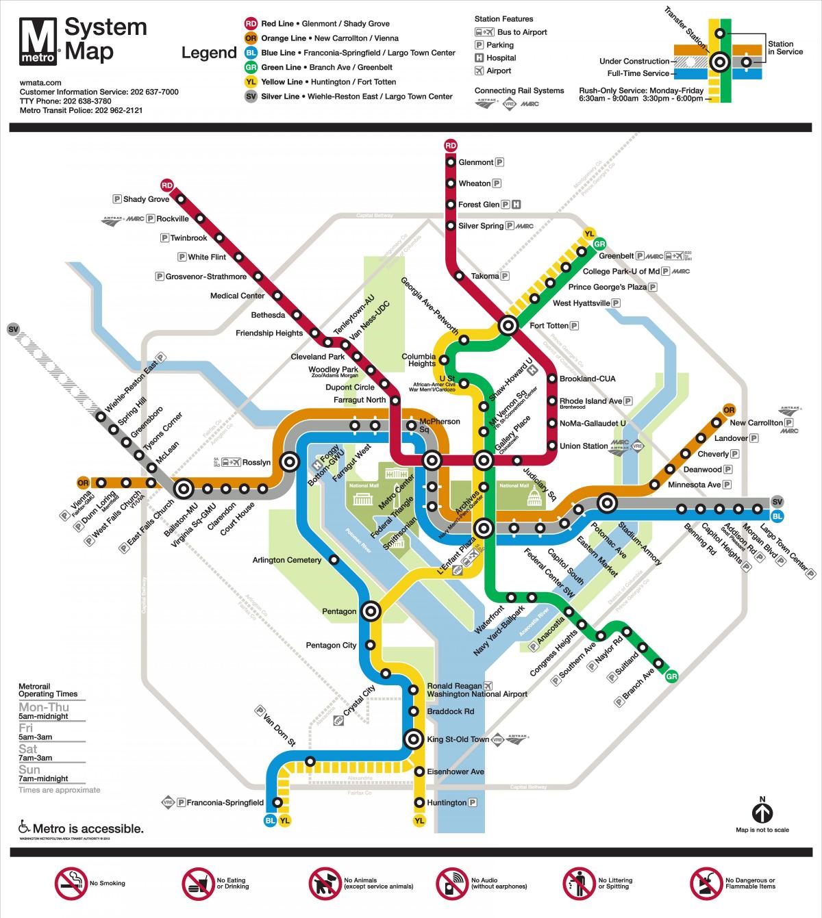 Washington DC metro kartica srebrna linija