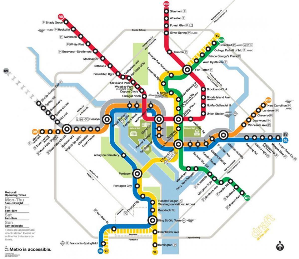 Washington DC metro željeznički kartica