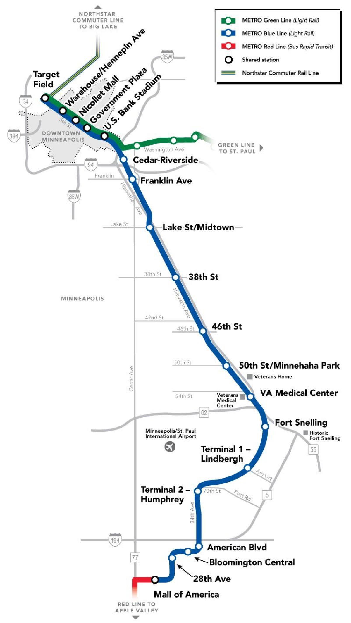 Washington metro plava linija na karti