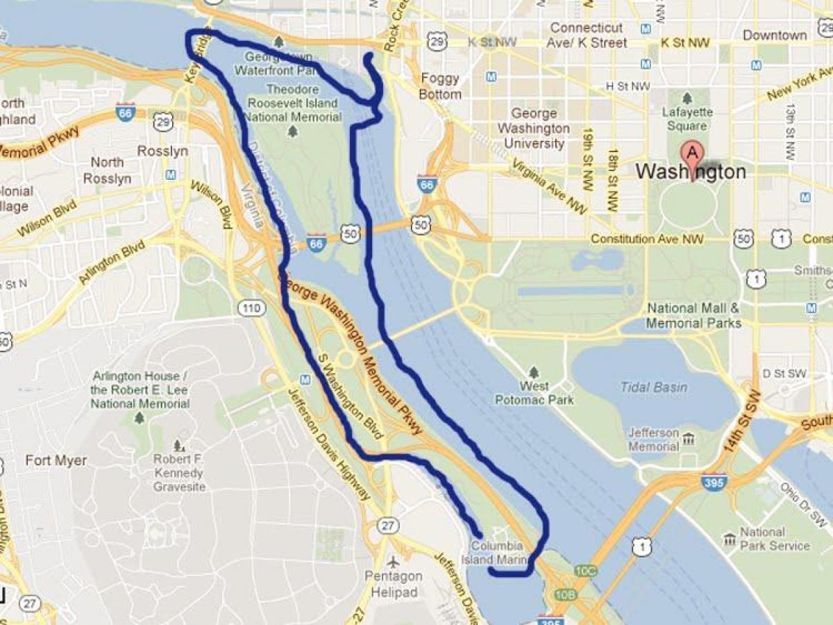karta rijeke Potomac u Washingtonu