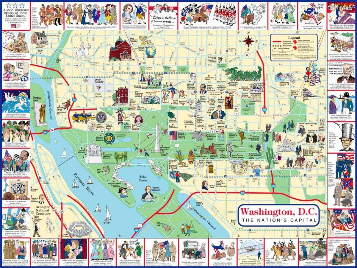 Washington, dc mjesta za posjetiti na karti