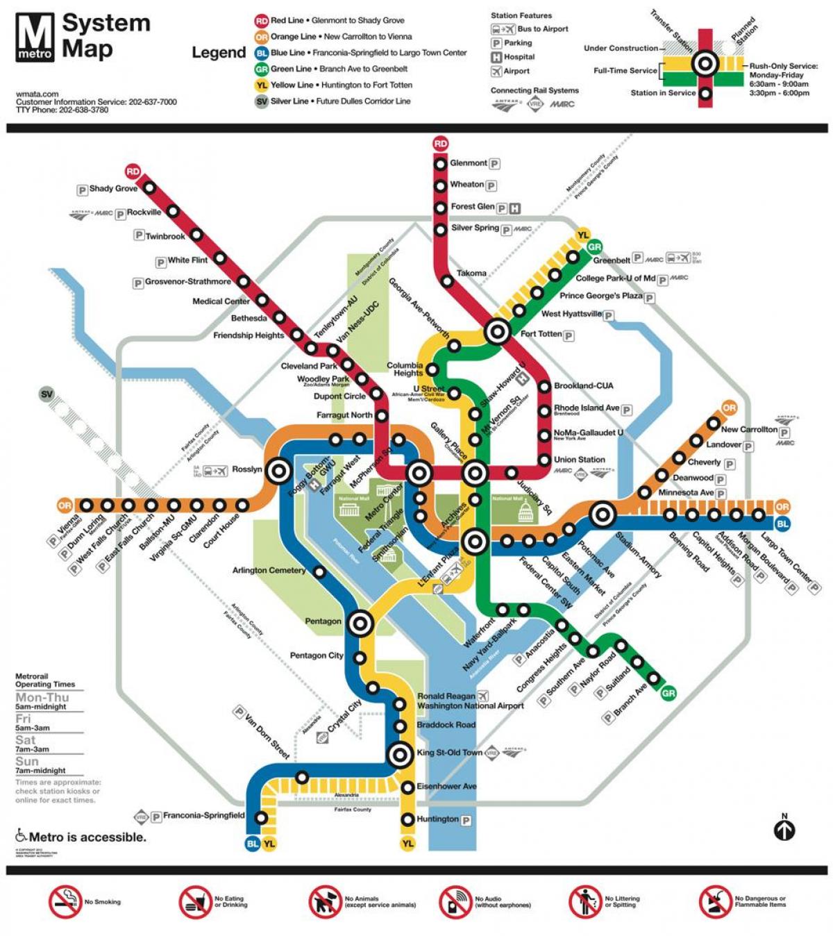 Washington javnog prijevoza DC kartu