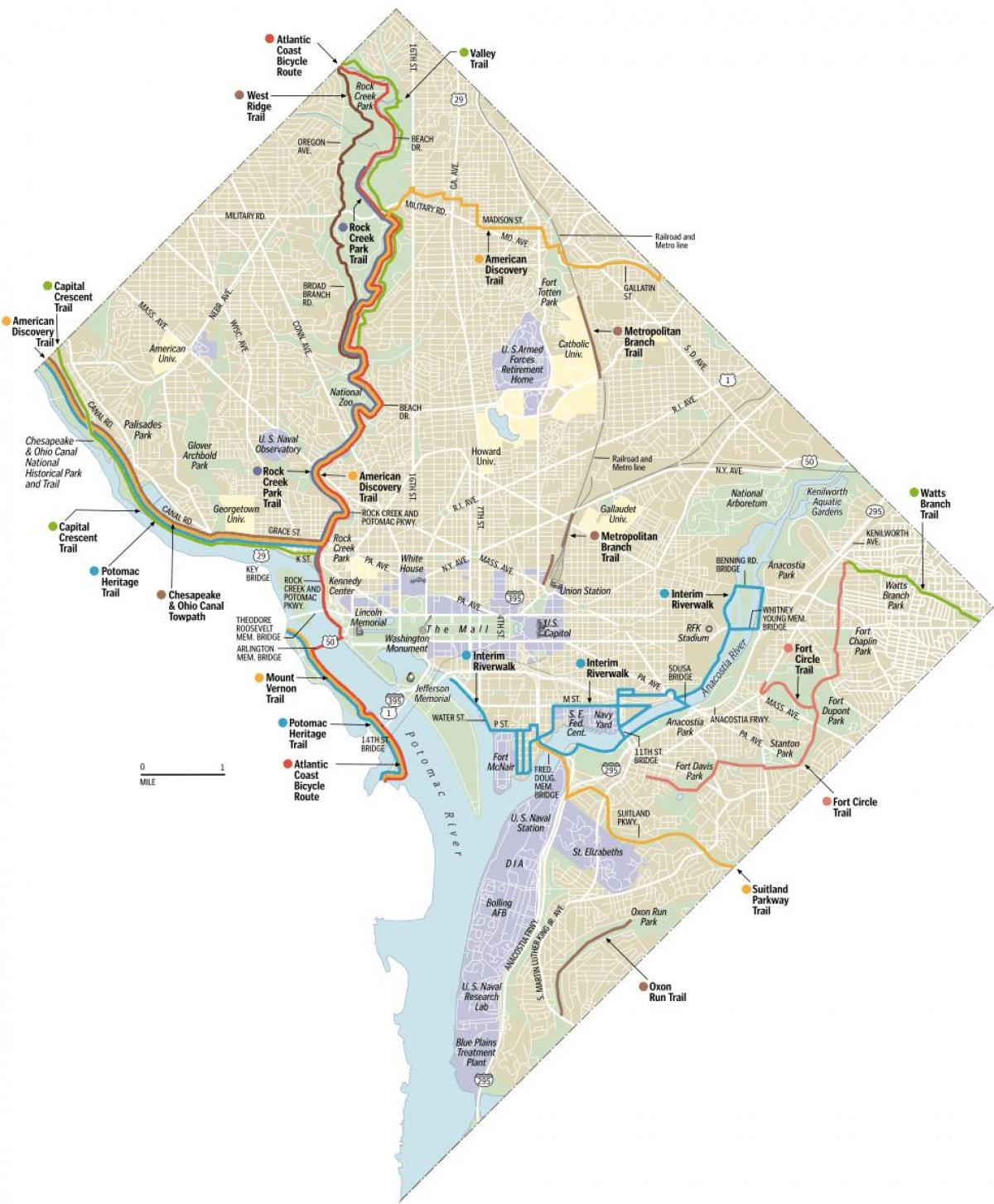 karta Washingtona bicikala