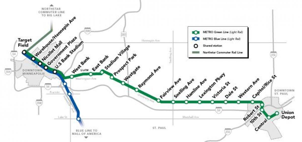 zelena linija podzemne željeznice DC karti