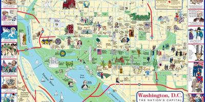 Karta pješačkih kartica Washington znamenitosti 